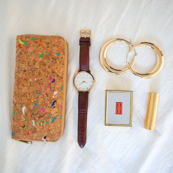 Multi-Coloured Cork Zipper Wallet - Picture 5 of 5